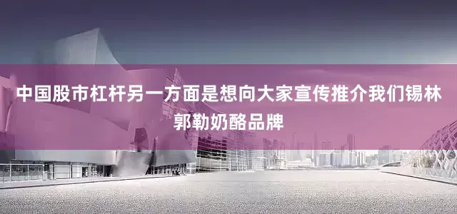 中国股市杠杆另一方面是想向大家宣传推介我们锡林郭勒奶酪品牌